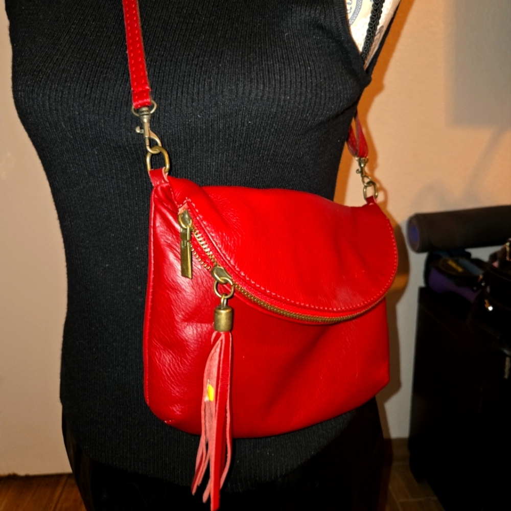 Red Leather Crossbody Bag